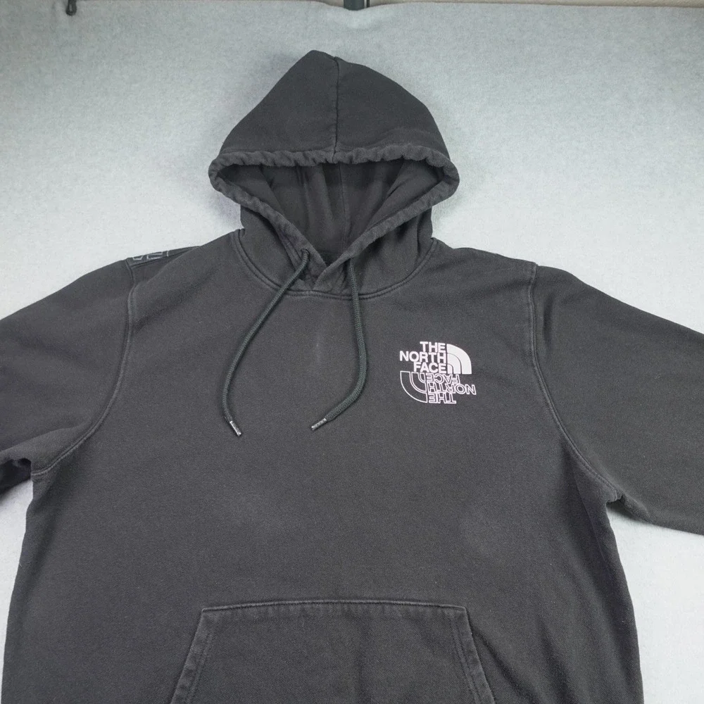 The North Face Hoodie Mens XL Black Logo All Over Print Pullover